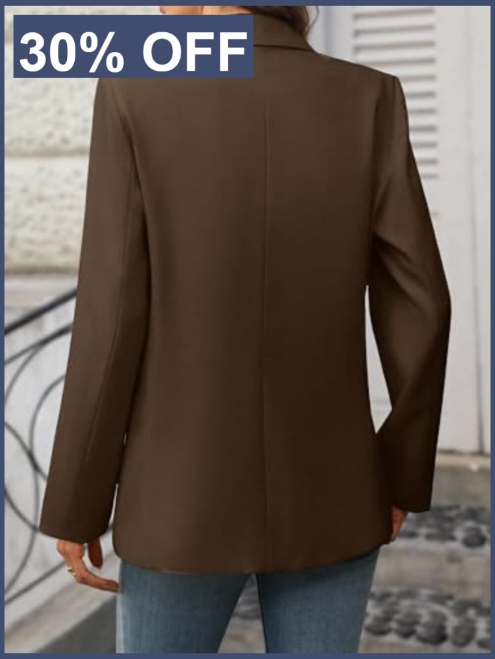 Women's Business Casual Blazer - Boyfriend Fit Office Jacket with Pockets - Picture 4 of 7